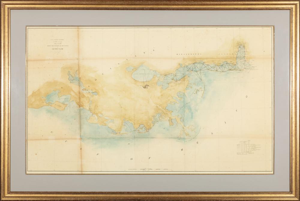 Appraisal: Antique Coast Survey Map of Coastal Louisiana U S Coast