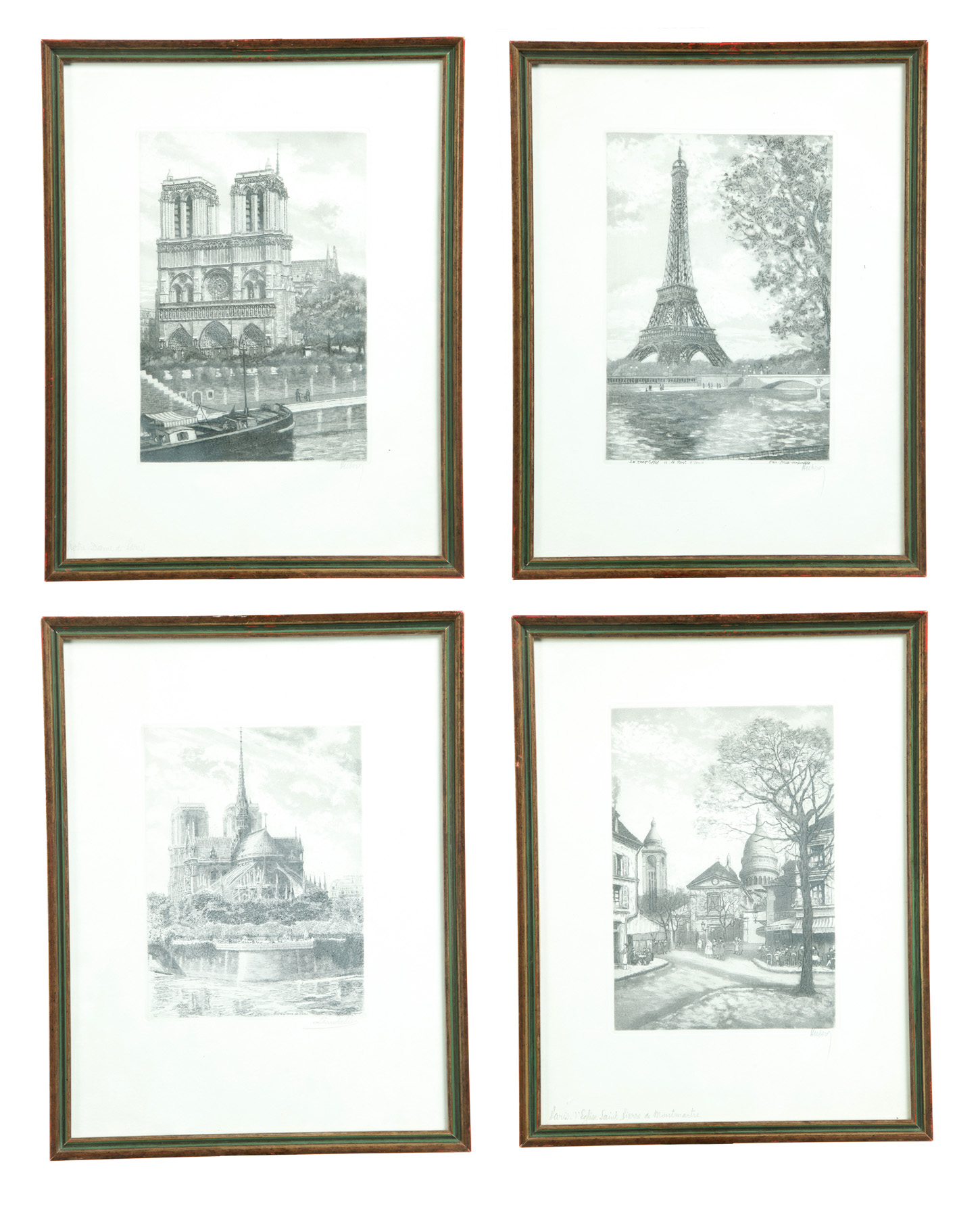 Appraisal: FOUR ETCHINGS OF PARIS LANDMARKS Pencil signed Three by Kuberg