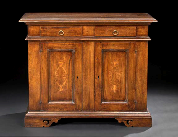 Appraisal: Italian Provincial Walnut Cabinet the rectangular top with a molded