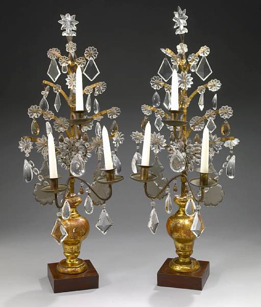 Appraisal: A pair of Continental Baroque style giltwood and cut glass