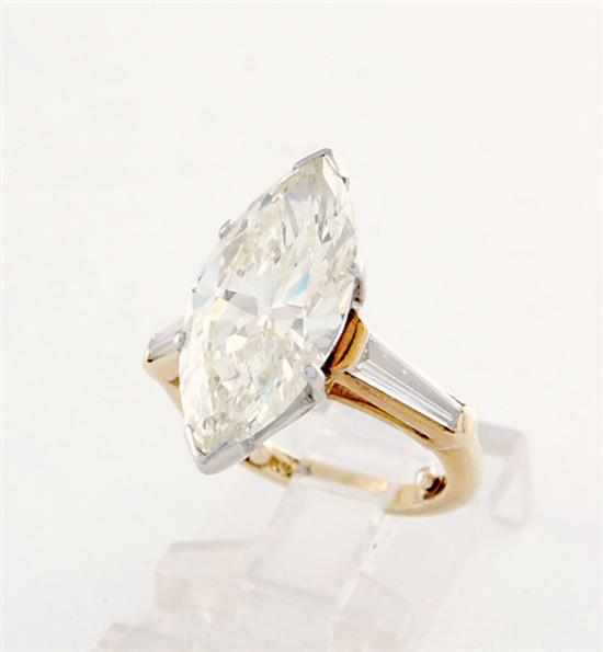 Appraisal: Diamond ring marquise-cut diamond ct color O-P clarity VS flanked