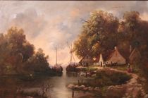 Appraisal: H P Uhlmann German th th Century European Village Oil