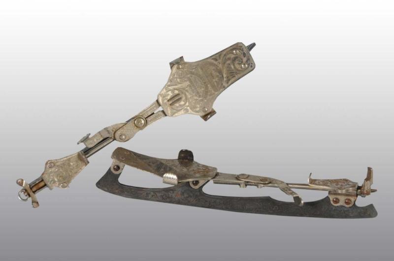 Appraisal: Barney Barry Victorian Metal Ice Skates Description Dated Wonderful detailed