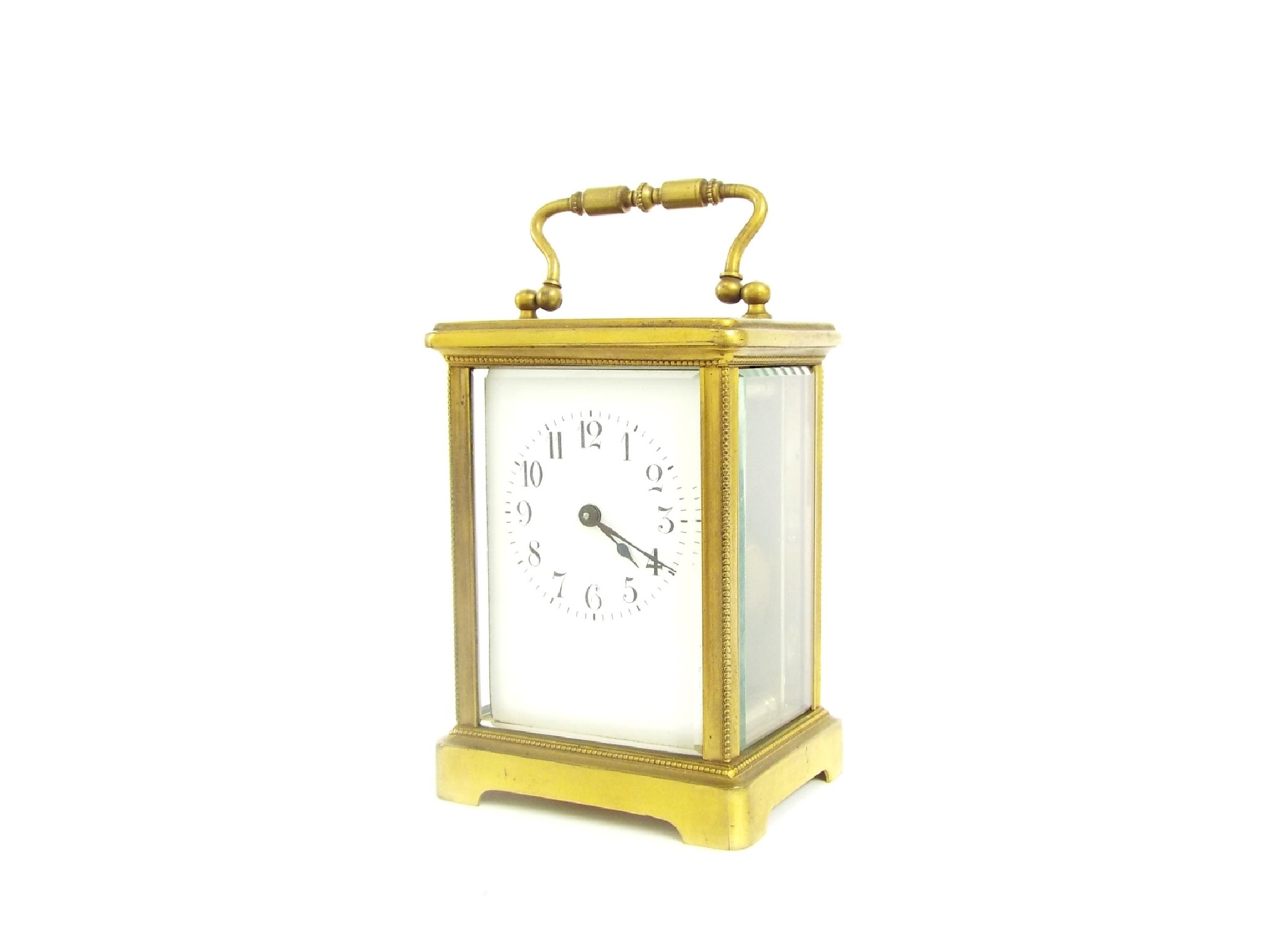 Appraisal: Carriage clock timepiece within a beaded corniche brass case high