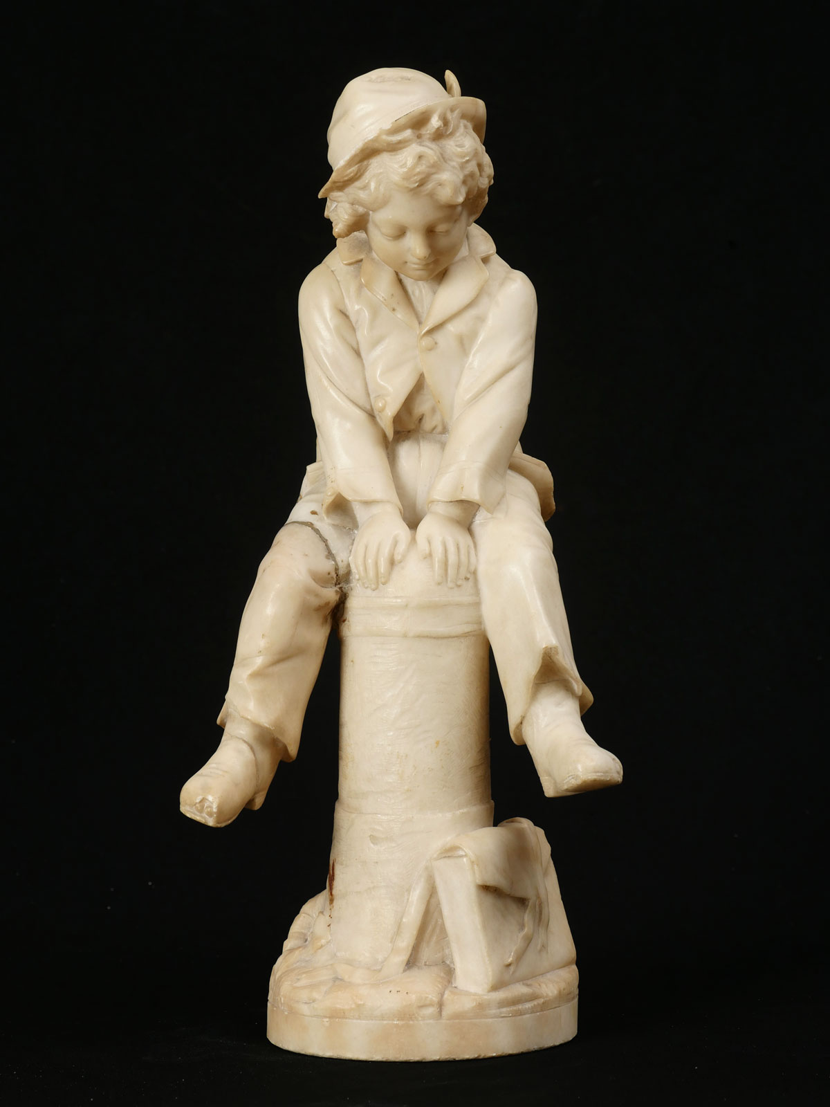 Appraisal: ITALIAN ALABASTER SCULPTURE OF A YOUNG BOY PLAYING LEAP FROG