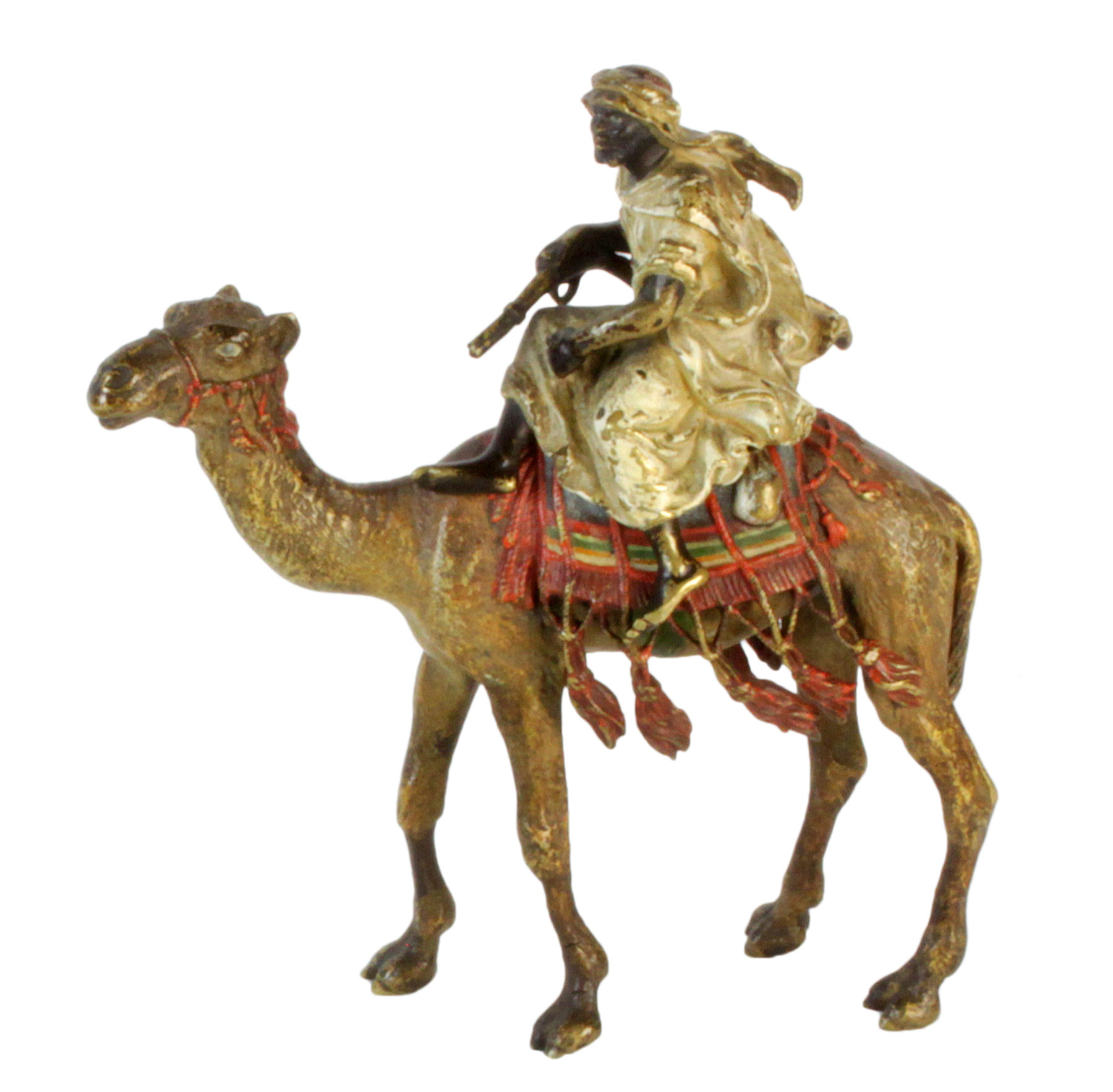 Appraisal: An Austrian cold painted bronze depicting a Bedouin riding a