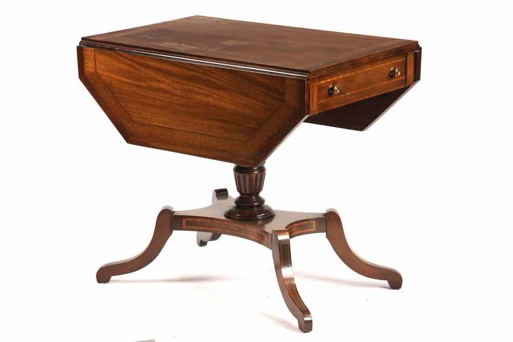 Appraisal: OCCASIONAL TABLE - Custom Drop-Leaf Occasional Table ca s in