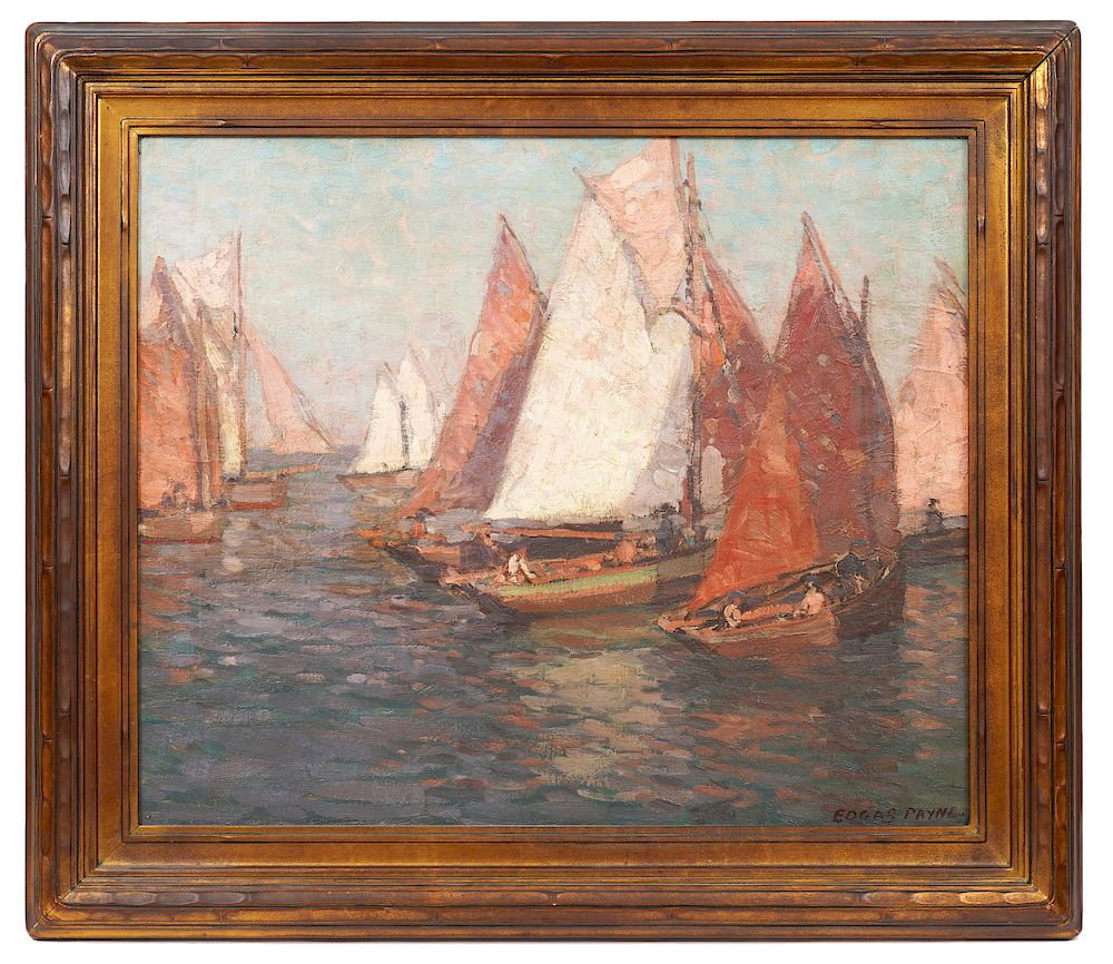 Appraisal: Edgar Alwin Payne 'Fishing Fleet' Oil Painting Edgar Alwin Payne