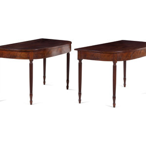 Appraisal: A Pair of Federal Mahogany Demilune Tables Circa Height x