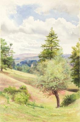 Appraisal: Isobel B Badcock Landscape at Wookey cm x cm and