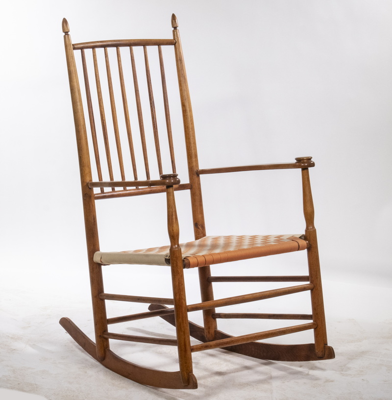 Appraisal: SHAKER ROCKER Shaker Spindle Back Rocking Chair with taped seat