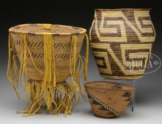 Appraisal: LOT OF THREE NATIVE AMERICAN BASKETS Lot includes Early th