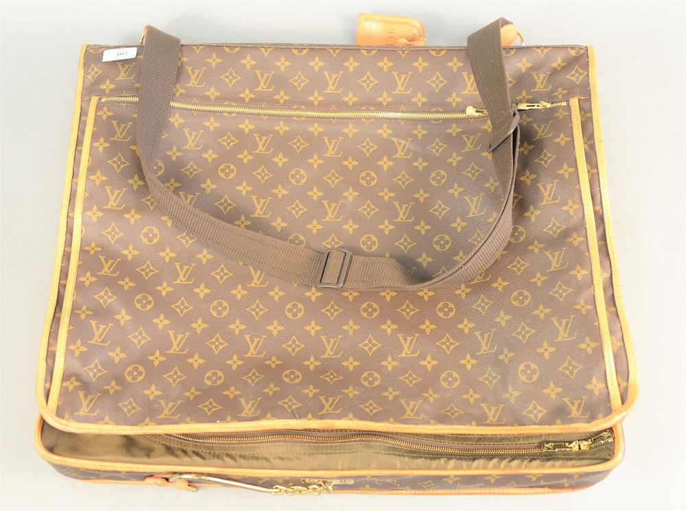 Appraisal: Louis Vuitton monogram canvas suitcase soft-sided folding garment bag very