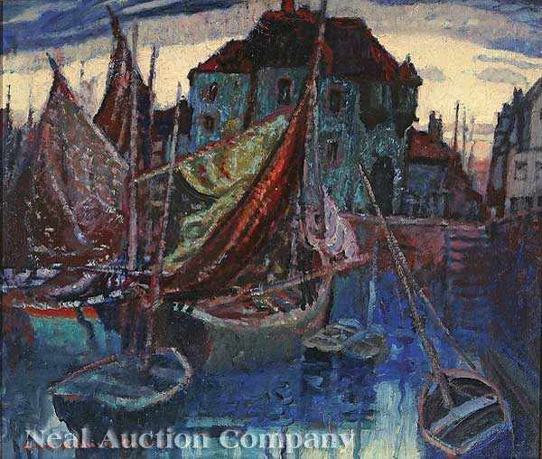 Appraisal: Knute Heldner Swedish New Orleans - The Harbor Paris oil