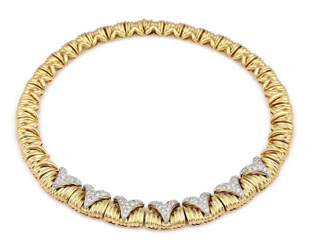 Appraisal: K Tone Diamond Scalloped Necklace K Tone Diamond Scalloped Necklace