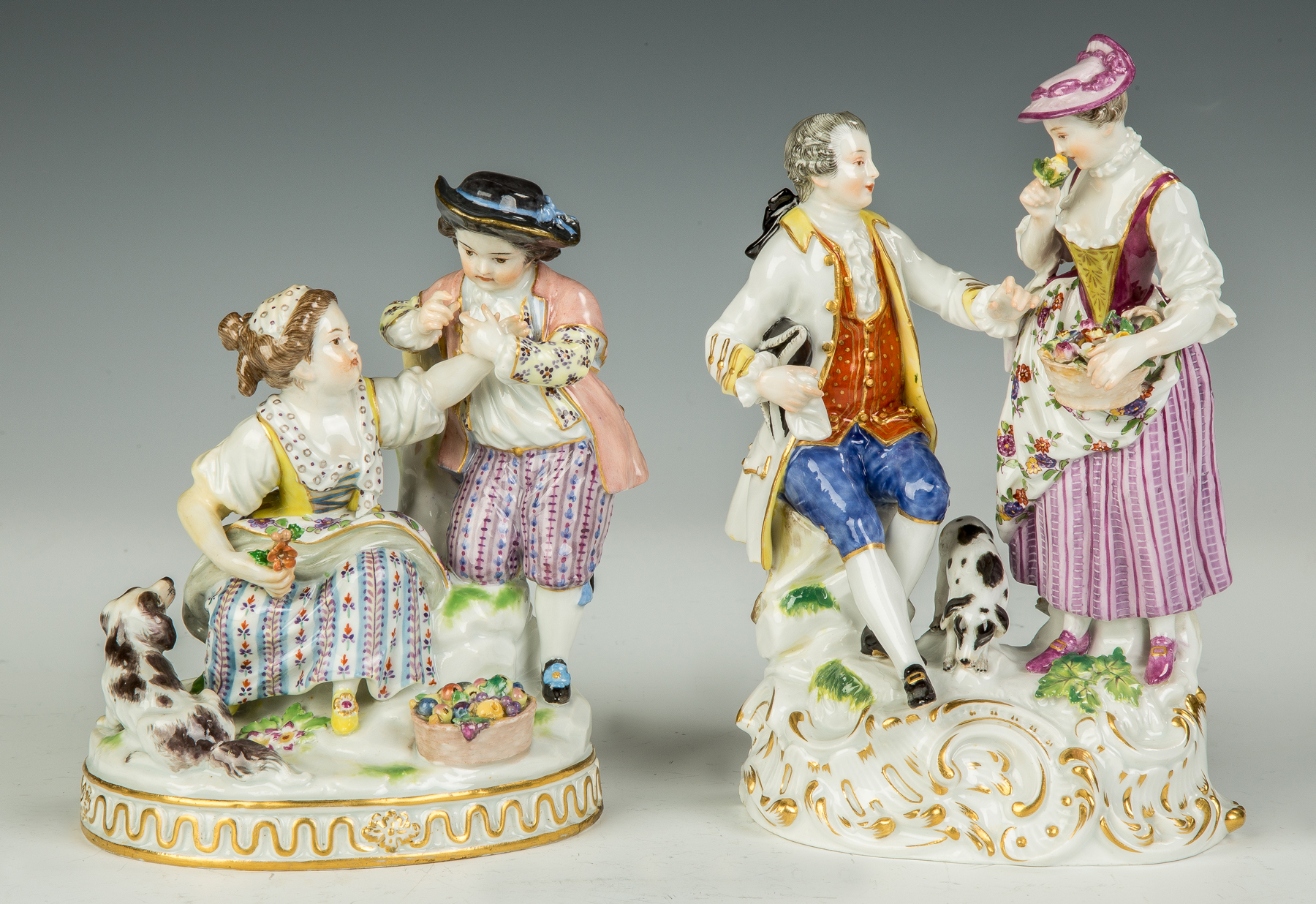 Appraisal: Two Meissen Figural Groups with Courting Couples th century Blue