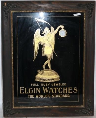 Appraisal: ELGIN S WATCHES THE WORLD S STANDARD ADVERTISING SIGN REVERSE