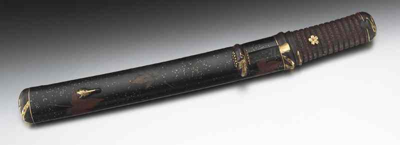 Appraisal: Japanese Tanto sword with a maple leaf lacquered sheath and