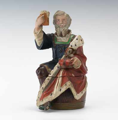 Appraisal: Bernard Bloch Full Figural Tobacco Jar Depiction of Gambrinus Terracotta