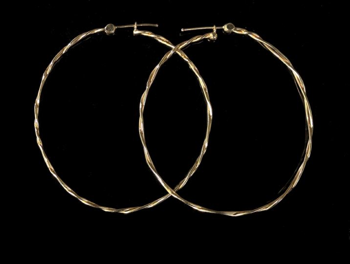 Appraisal: Pair of Fourteen-Karat Yellow Gold Hoop Earrings each composed of