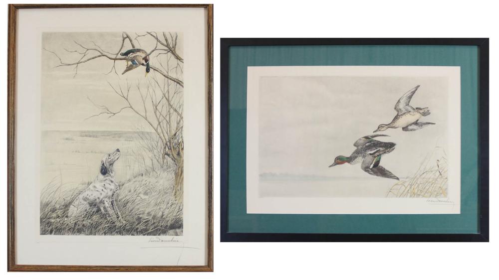 Appraisal: LEON DANCHIN United States France - two etchings ducks in