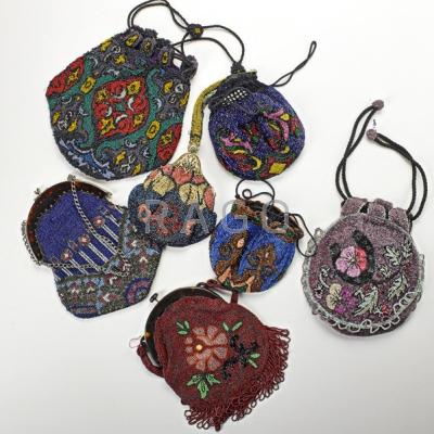 Appraisal: SEVEN BEADED EVENING BAGS ca All bold in rich color