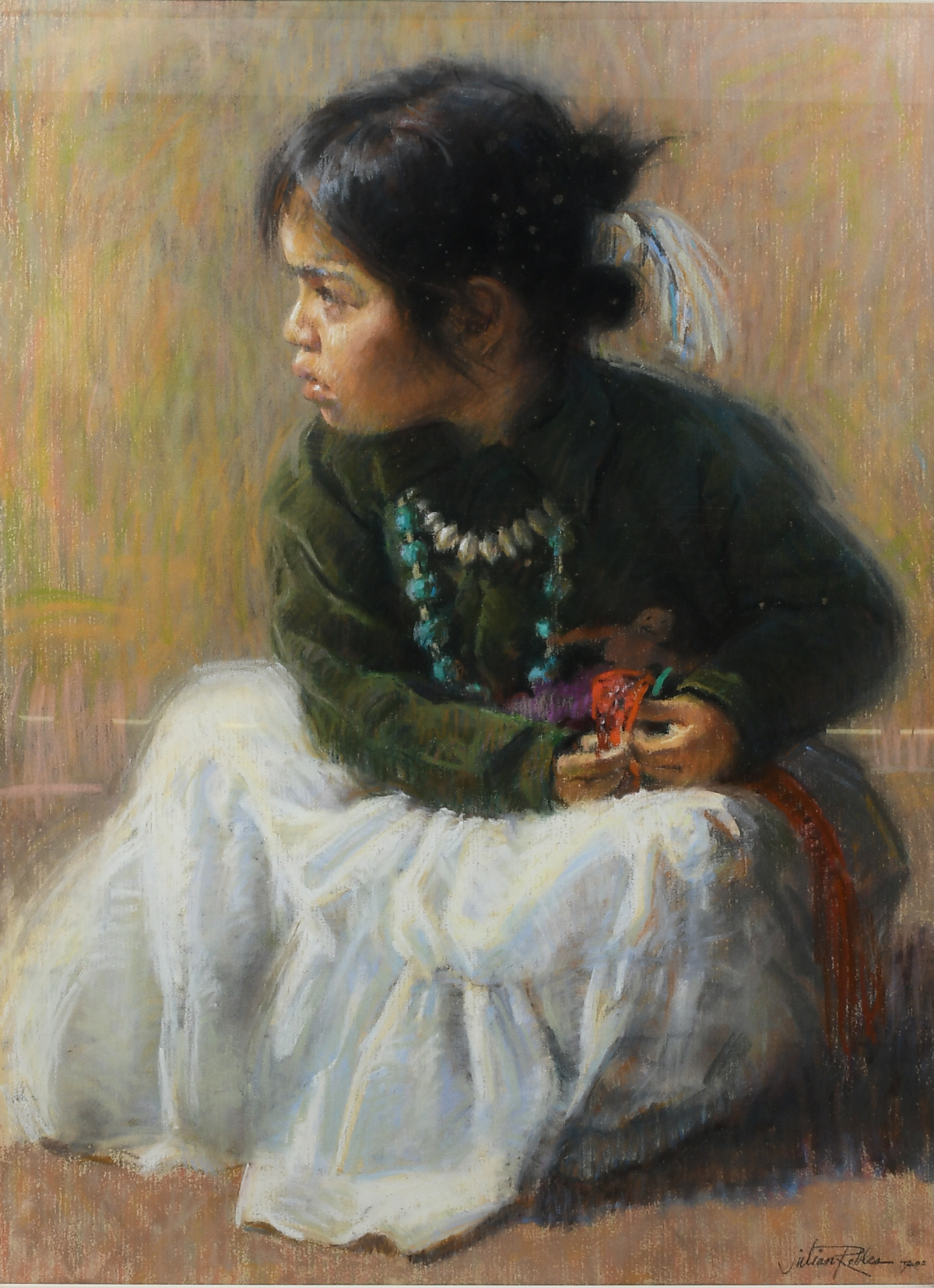 Appraisal: ROBLES Julian American b Young Native American Girl Seated Playing