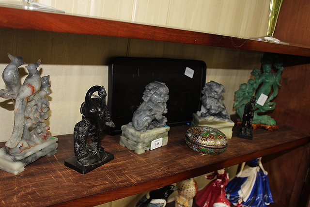 Appraisal: A PAIR OF CHINESE SOAP STONE DOGS OF FO together