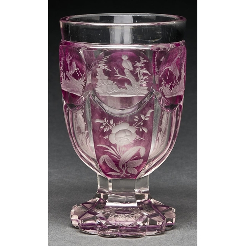 Appraisal: A Bohemian cranberry flashed and wheel engraved spa glass c