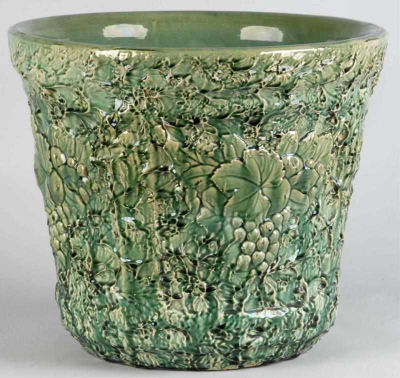 Appraisal: Extra Large Green Pottery Flowerpot Description Pot has no cracks