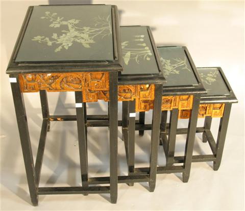 Appraisal: SET OF FOUR ASIAN-INSPIRED NESTING TABLES th century four graduated