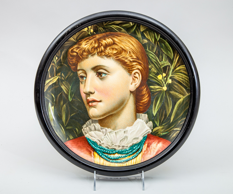 Appraisal: MINTON PRE-RAPHAELITE FRAMED PORTRAIT PLATE Hand-painted porcelain marked and signed