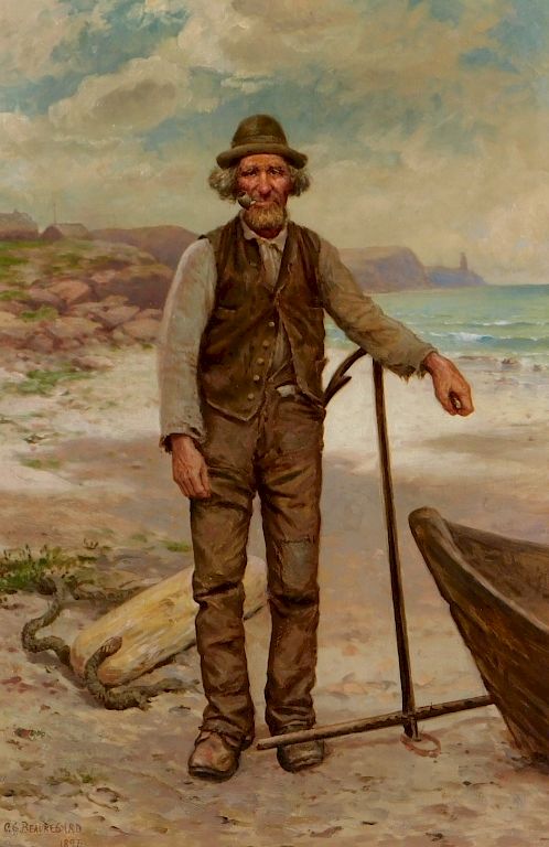 Appraisal: Charles Beauregard Fisherman Portrait Paiting Charles Grant Beauregard New York