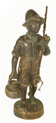 Appraisal: A small bronze figure of a fisherboy the base inscribed