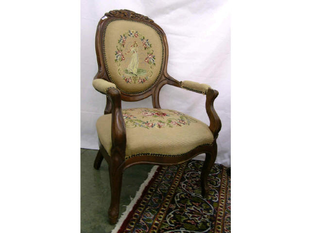 Appraisal: Pair of French style carved arm chairs with upholstered arms