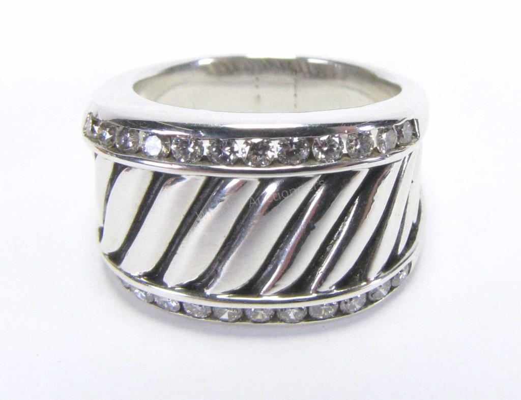 Appraisal: A David Yurman Sterling Silver Ice Collection diamond cigar band