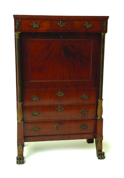 Appraisal: A FRENCH EMPIRE GILT WOOD AND MAHOGANY SECRETAIRE A ABATTANT