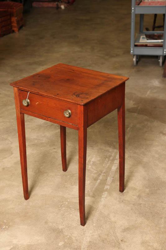 Appraisal: ONE DRAWER STAND Walnut with brass pulls and square tapered