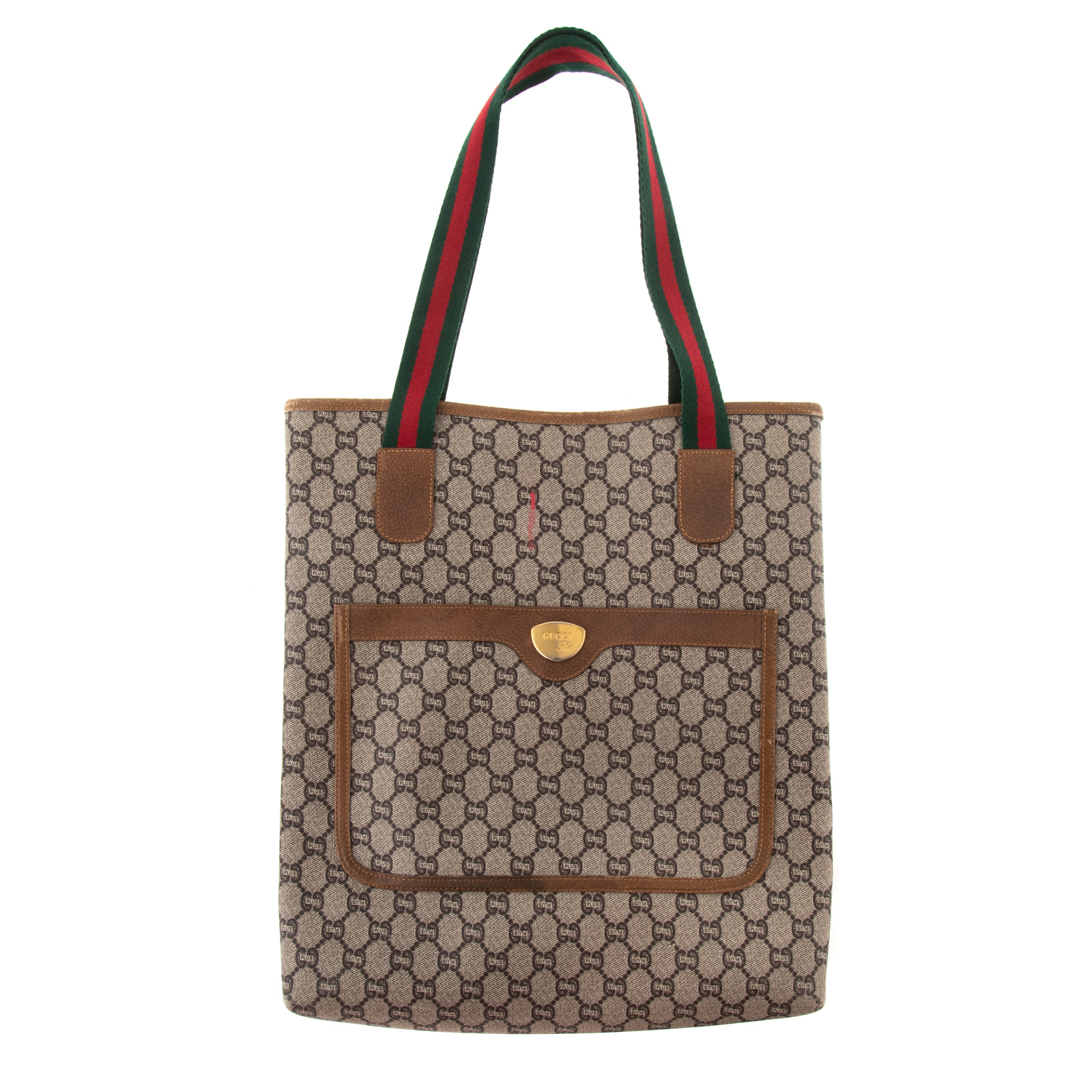 Appraisal: A GUCCI VINTAGE WEB TOTE A brown and tan Plus