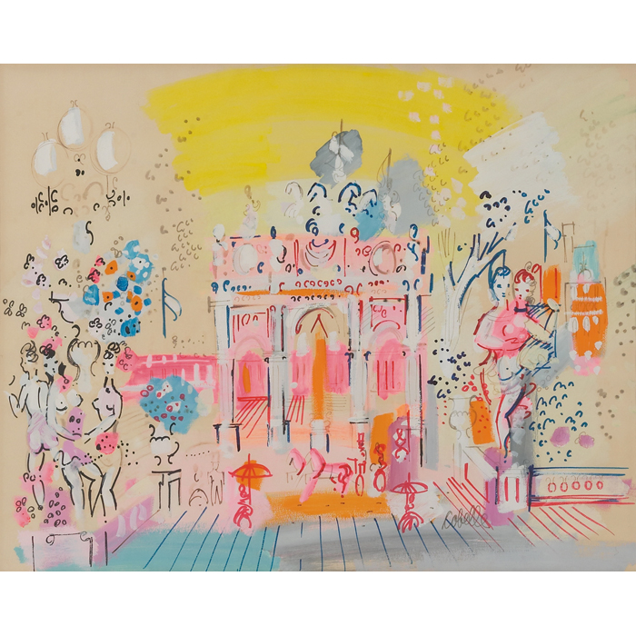 Appraisal: Charles Cobelle French - ''Festival '' c watercolorand oil on