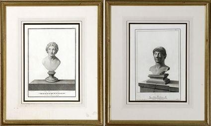 Appraisal: Two Italian Engravings of Roman Busts Matted and framed x