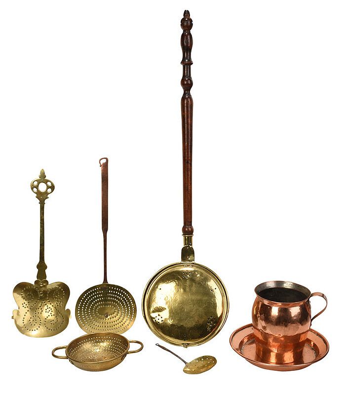 Appraisal: Group of Seven Assorted Brass and Copper Objects British American