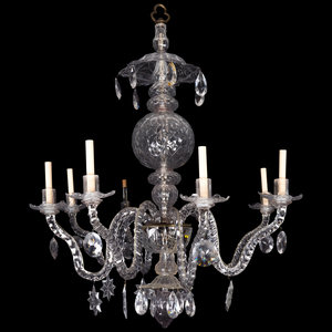 Appraisal: A Waterford Style Cut Glass Eight Light Chandelier TH TH