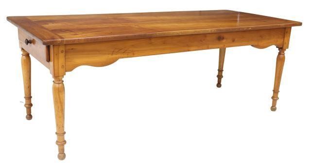 Appraisal: French Provincial fruitwood farmhouse table early th c plank top