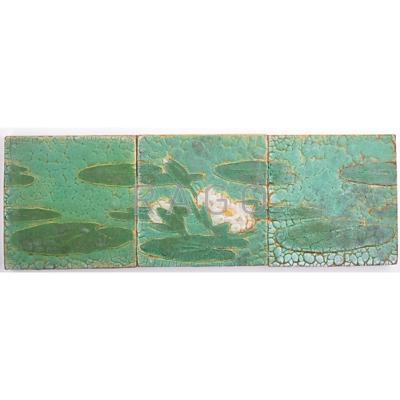 Appraisal: GRUEBY Three water lily tiles Boston MA s Unmarked sq