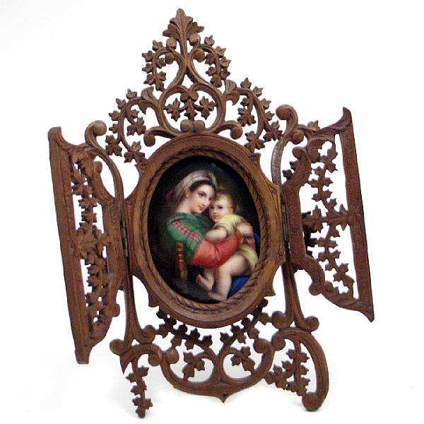 Appraisal: A German porcelain plaque of the Madonna della Sedia within