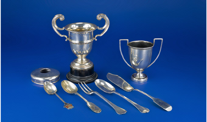 Appraisal: Collection of Assorted Silver Items Including silver cups spoons fork