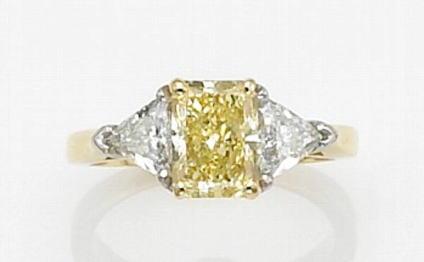 Appraisal: A natural fancy colored diamond diamond platinum and eighteen karat