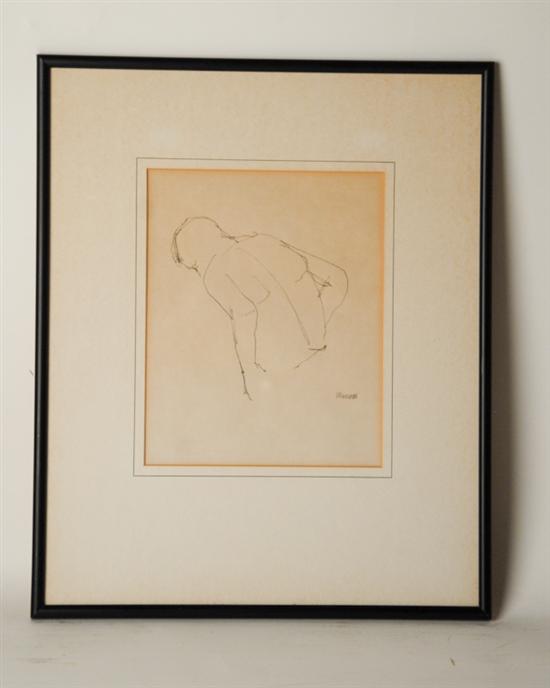 Appraisal: Mark Faverman - Rear Torso of Nude Male Pencil drawing