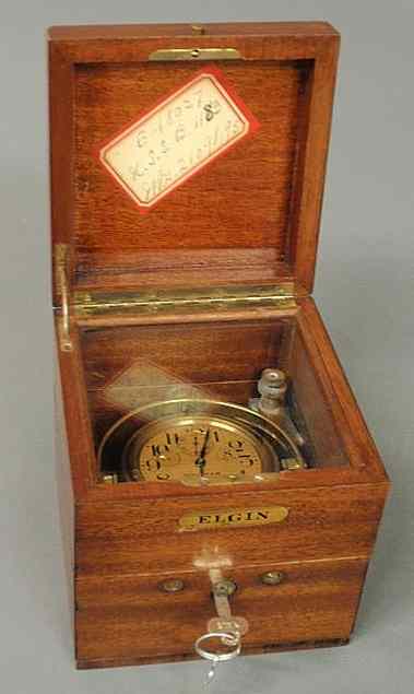 Appraisal: Mahogany cased Waltham chronometer U S S B Ship Watch